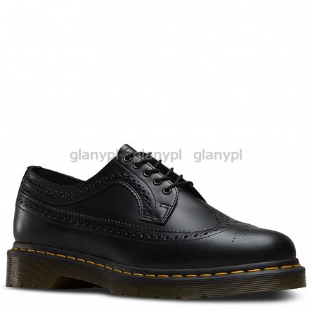 MARTENSY MODEL DR. MARTENS 3989 BROGUE BLACK SMOOTH yellow stitching